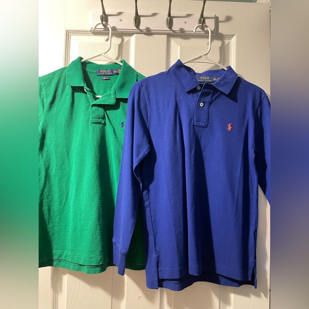 Ralph Lauren Polo Long Sleeve Shirts in Vibrant Blue & Green